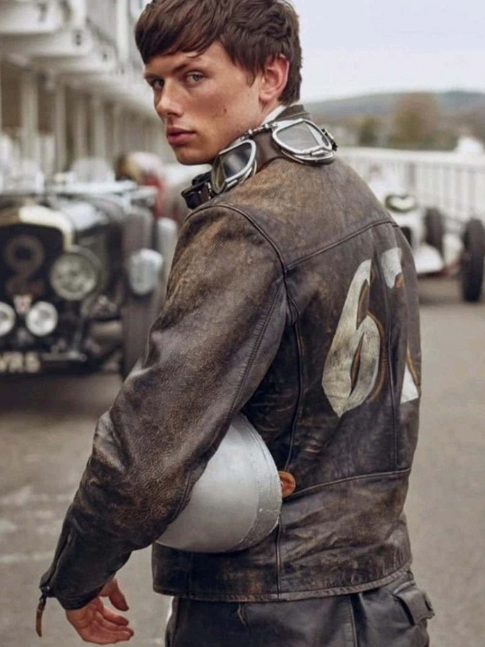 Ralph Lauren Vintage Men's Hand Painted Brown Distressed Leather Rider Jacket - Picture 7 of 16